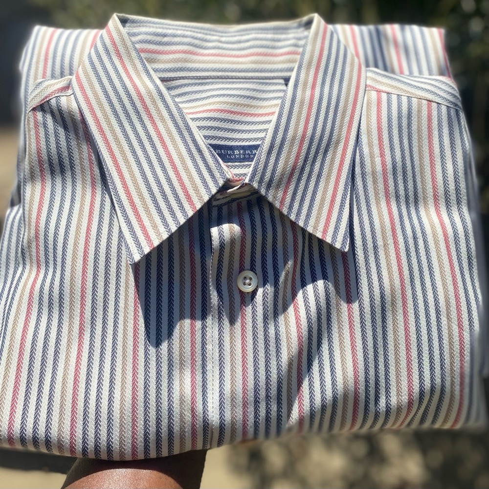 NW Burberry 🇺🇸 Made 💯 cotton Dress Shirt, Sz XL